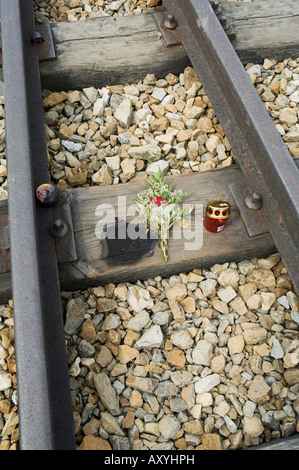 Tributes left to the dead at Auschwitz second concentration camp at Birkenau, near Krakow (Cracow), Poland