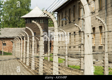 Electric fence, Auschwitz concentration camp, UNESCO World Heritage Site, Oswiecim near Krakow (Cracow), Poland, Europe Stock Photo