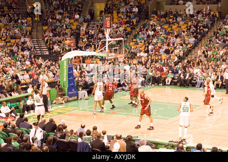 The Boston Celtics NBA team versus the Miami Heat at Boston's Banknorth Center Stock Photo