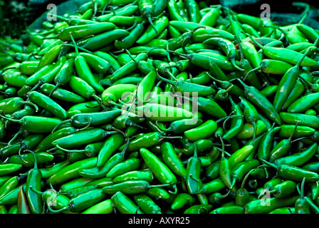 Green chile in marketplace Stock Photo