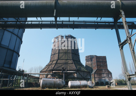 cooling towers of the former coking plant Hansa, Germany, North Rhine-Westphalia, Ruhr Area, Dortmund Stock Photo