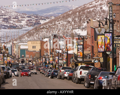 PARK CITY UTAH USA - Main Street Park City a historic mining town in Wasatch mountains Stock Photo