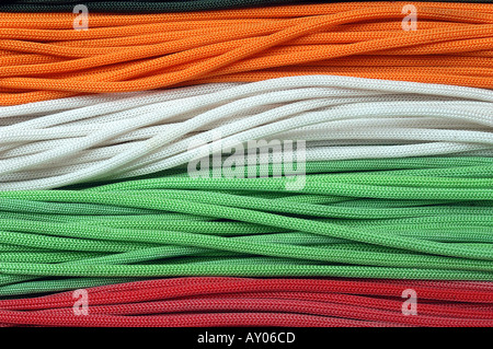 COLOURFUL SHOE LACES FOR SALE MUMBAI MAHARASHTRA INDIA Stock Photo