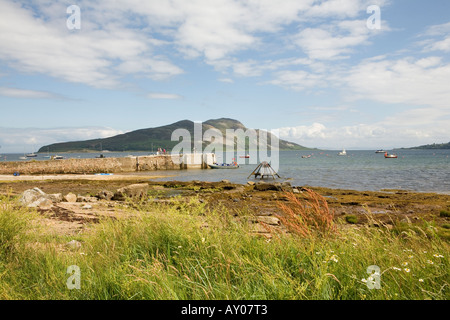 The religious sanctuary of Holy Isle seen from Lamlash on the Isle of Arran in Scotland Stock Photo