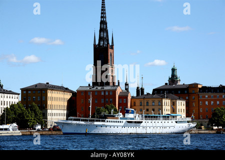 Tower seen from bay in Stockholm Stock Photo