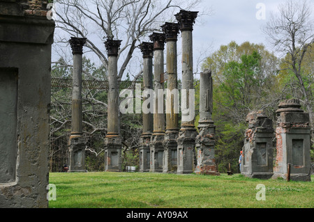 The ruins of the Windsor Mansion burned down in 1890 near Port Gibson Mississippi United States of America. Stock Photo