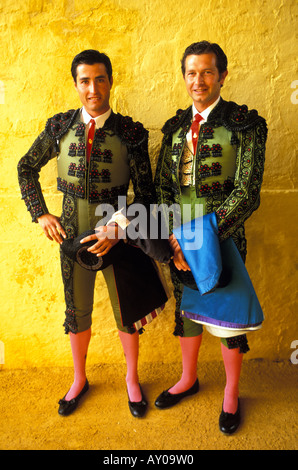 Jerez de la Frontera bullfighters waiting in the catacombes of the arena before the bullfight Stock Photo