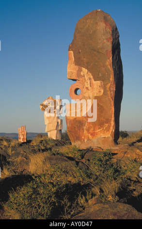 Sculpture, Under the Jaguar Sun, Broken Hill sculptures, Barrier range, New South Wales, Australia Stock Photo