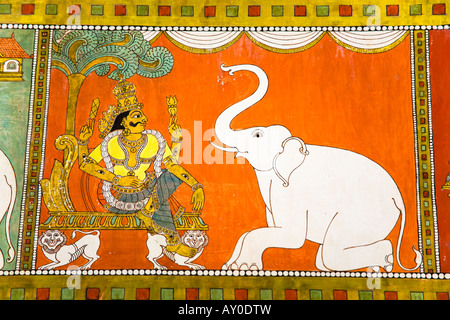 Colourful painting on a wall, Meenakshi Temple, Madurai, Tamil Nadu, India Stock Photo