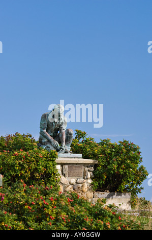 Bronze Statue Memorializing Maine Fishermen Bailey Island Maine Stock Photo