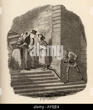 The meeting.  From the book The Adventures of Oliver Twist by Charles Dickens Stock Photo