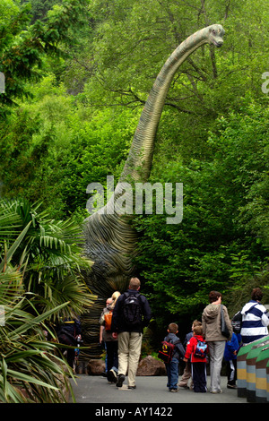 Brachiosaur in the Worlds biggest dinosaur park at the Dan yr Ogof Showcaves in the Brecon Beacons National Park Powys Wales UK Stock Photo
