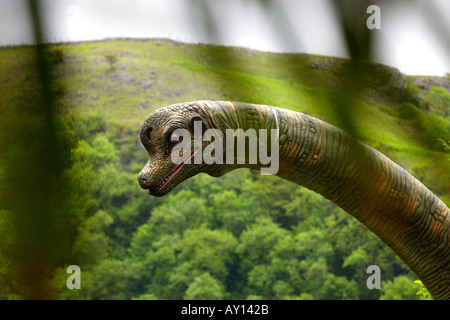 Brachiosaur in the Worlds biggest dinosaur park at the Dan yr Ogof Showcaves in the Brecon Beacons National Park Powys Wales UK Stock Photo