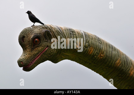 Part of World's biggest dinosaur park at Dan yr Ogof Showcaves in Brecon Beacons National Park featuring 135 lifesize dinosaurs Stock Photo