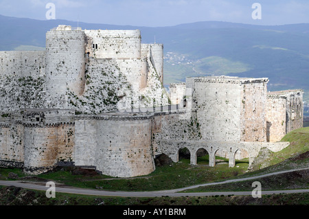 The 'Krak des Chevaliers', a medieval castle used by the Crusaders, is a major historical and tourist landmark in Syria. Stock Photo