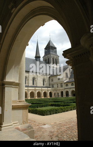 Courtyard inside Fontevraud Abbey, France Stock Photo