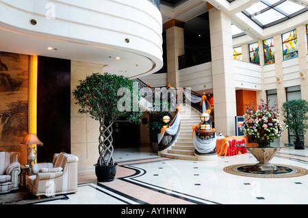 Lobby of Anting Villa Hotel, Shanghai. This is a hotel in the French Concession area of Shanghai, China. Stock Photo