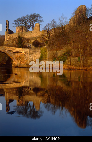 Spring view of Barnard Castle and River Tees, Barnard Castle, County Durham Stock Photo