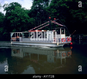 Allington Belle ferry traveling along the river Medway, Maidstone, Kent, England, UK Stock Photo