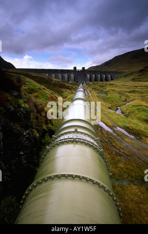 Hydro electric pipeline leading to Lawers Dam in the Glens of the Scottish Highlands UK Stock Photo