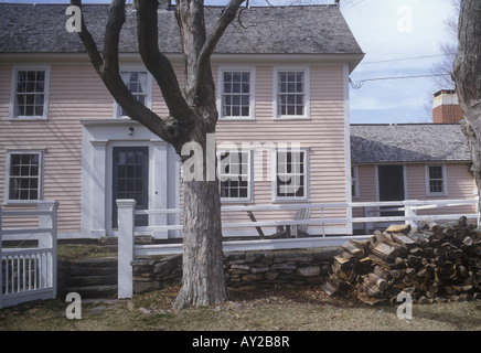 New England Colonial style clapboard farmhouse in Lyme Connecticut USA  in winter Stock Photo