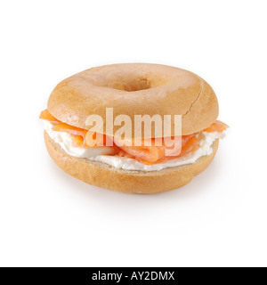 salmon and cream cheese bagel cut-out Stock Photo