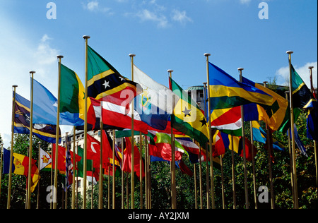 Flags from member countries During the General Conference at UNESCO Paris France Stock Photo