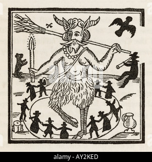 Witches dance round the Devil in a circle Date: circa 1600 Stock Photo ...