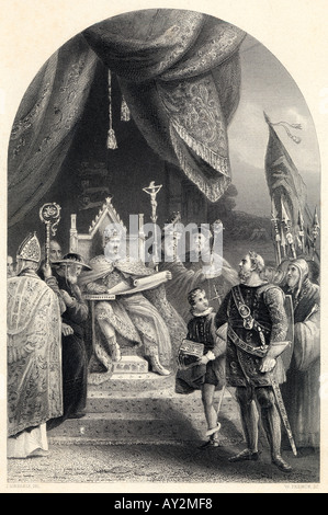 King John signing the Magna Carta in Runnymede in 1215. Comic history ...