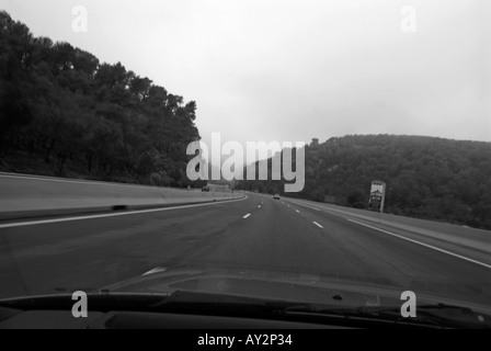 France provence inside a speeding car on a8 highway Stock Photo