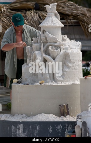 Sand Castle Artist at work Florida USA Stock Photo
