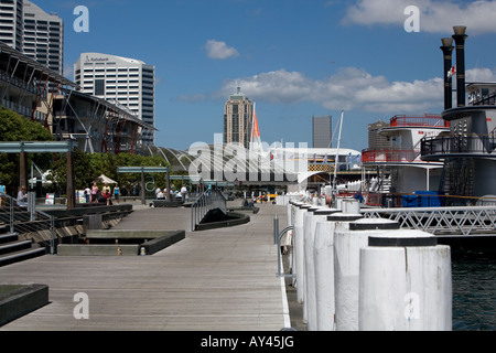 Paddle steamers moored against the quay at Darling harbour, sydney,australia Stock Photo