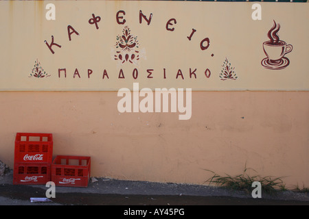 fassade of Kafeneion, Crete, Greece, Europe. Photo by Willy Matheisl Stock Photo