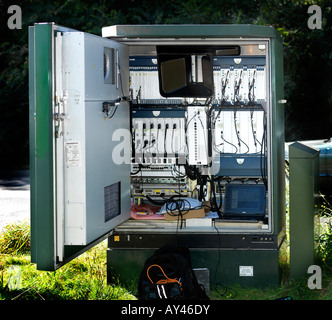 Inside the bottom of a Microwave Tower Stock Photo