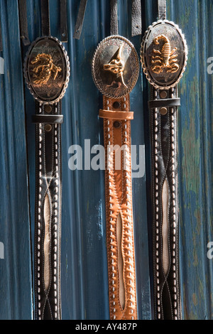 Handmade leather belts Esteli Nicaragua Stock Photo