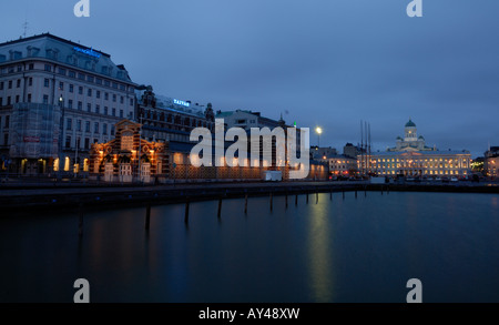 A fine evening view to Market Square and the Lutheran Cathedral, Helsinki, Finland, Europe. Stock Photo