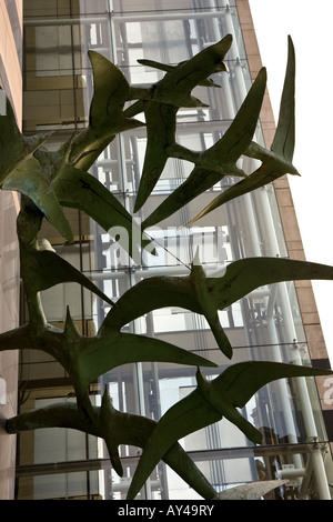 Bronze Bird sculpture on office building City Square Leeds West Yorkshire England UK United Kingdom GB Great Britain Stock Photo