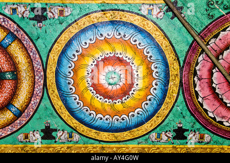 Colourful painting on a ceiling, Meenakshi Temple, Madurai, Tamil Nadu, India Stock Photo