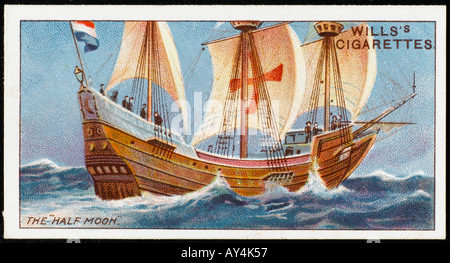 Henry Hudson Ship Half Moon Meets Native Americans In The Hudson River Henry Hudson Ship Half Moon Meets Native Americans In The Hudson River