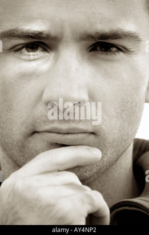 Portrait of a man with facial hair close up Stock Photo