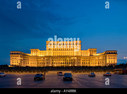 PALACE OF PARLIAMENT IN UNIRII BOULEVARD. BUCHAREST, ROMANIA Stock Photo