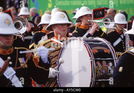 Royal Marines marching band in the Lord Mayors Show parade London UK Stock Photo