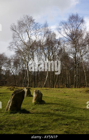 Nine Ladies Stone Circle, Stanton Moor, Peak District National Park, Derbyshire, England, UK Stock Photo