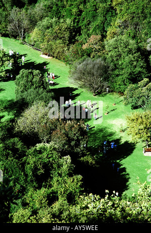 Landscape, aerial view, people walking in Walter Sisulu botanical garden, Johannesburg, Gauteng, South Africa, outdoor activities, nature spaces Stock Photo