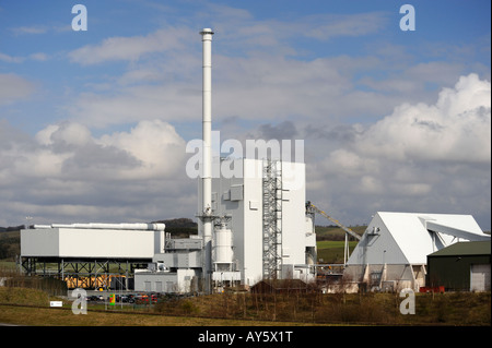 Steven's Croft Power Station , 44 mw . , wood burning power station , Lockerbie , Dumfries and Galloway , Scotland. Stock Photo