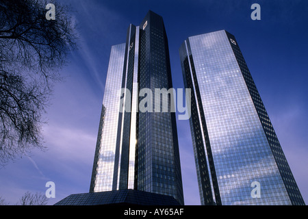 Sky Scapers in Business Center in Modern Frankfurt Germany Stock Photo