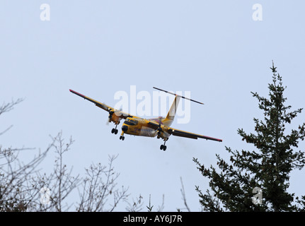 115465 DeHaviland Buffalo approaching Comox 19 wing Airfield. Stock Photo