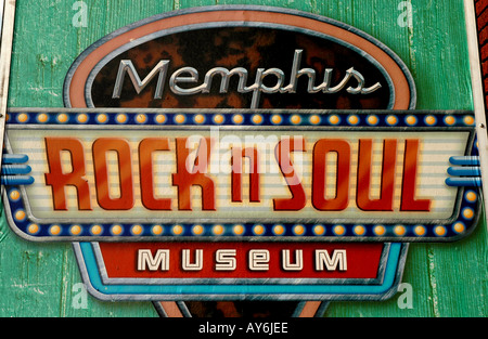 Memphis Tennessee Rock N Soul Museum Sign Stock Photo