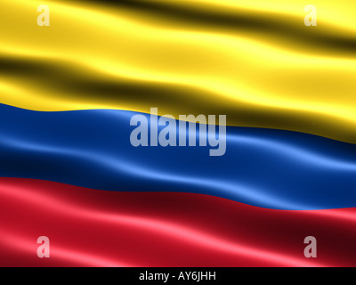 Flag of Colombia computer generated illustration with silky appearance and waves Stock Photo