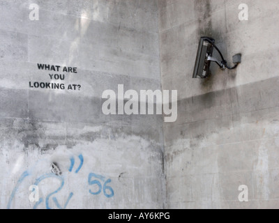 A CCTV Camera Recording Graffiti at Tyburn Way in Central London Stock Photo